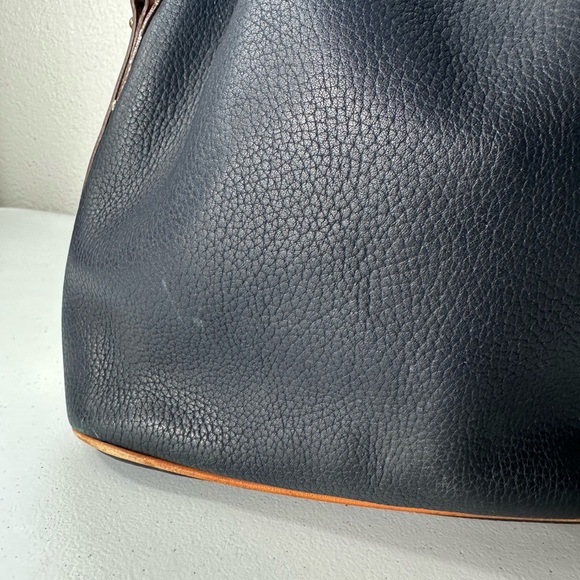 Dooney and Bourke Drawstring Vintage Drawstring Bucket Bag Leather Navy Blue - Picture 14 of 16